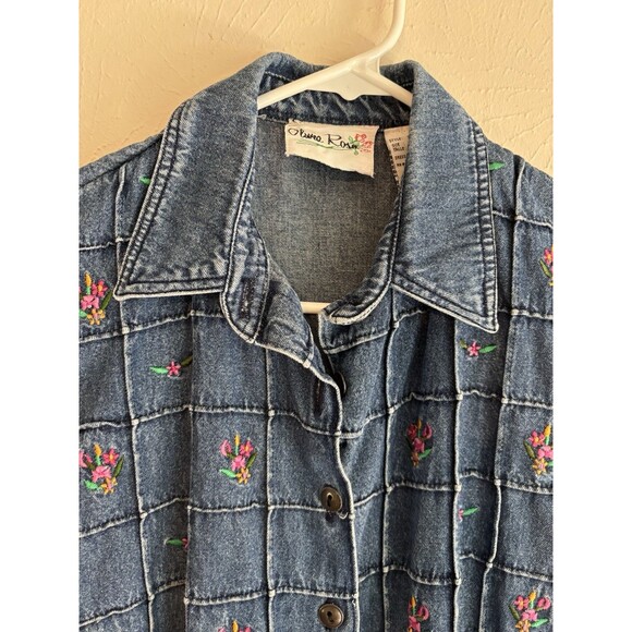 Vintage Olivia Rose Long Maxi Denim Dress Embroidered Flowers Womens 10M - Picture 4 of 10